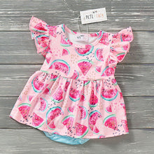 Load image into Gallery viewer, Pete + Lucy Watermelon Splash romper

