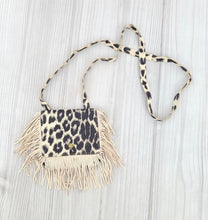 Load image into Gallery viewer, Clover Cottage Cheetah print fringe purse
