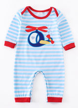 Load image into Gallery viewer, Plane appliqué romper
