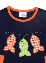 Load image into Gallery viewer, The Cutest Catch appliqué romper with pockets
