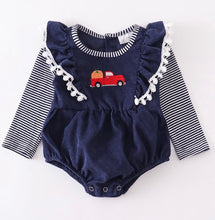 Load image into Gallery viewer, Red truck corduroy romper
