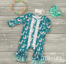 Load image into Gallery viewer, Pete + Lucy Floral Llama romper
