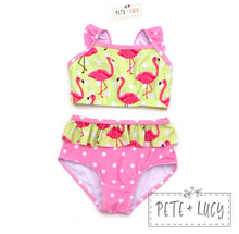 Load image into Gallery viewer, Pete + Lucy Fancy Flamingo two piece swim set
