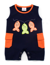Load image into Gallery viewer, The Cutest Catch appliqué romper with pockets
