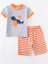 Load image into Gallery viewer, Airplane appliqué and stripe short set
