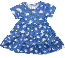 Load image into Gallery viewer, Little Jo Lemon Blue Floral Tiered dress
