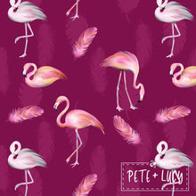 Load image into Gallery viewer, Pete + Lucy Plaid Flamingos romper
