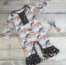 Load image into Gallery viewer, Pete + Lucy Trick or Treat Girl romper

