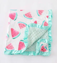 Load image into Gallery viewer, Watermelon and mint minky blanket
