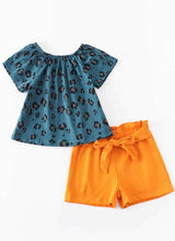 Load image into Gallery viewer, Teal Leopard Ruffles Shorts set
