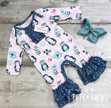 Load image into Gallery viewer, Pete + Lucy Penguin and Friends romper
