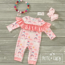 Load image into Gallery viewer, Pete + Lucy Unicorn Fluff romper
