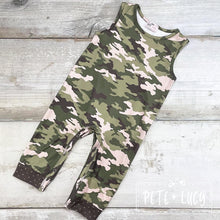 Load image into Gallery viewer, Pete + Lucy Camo Cuties infant boy romper
