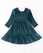 Load image into Gallery viewer, Velvet Tiered dress in Forest
