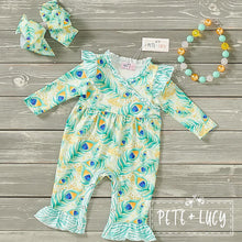 Load image into Gallery viewer, Pete + Lucy Beautiful Peacocks romper
