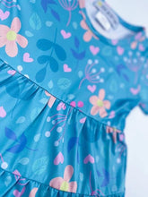Load image into Gallery viewer, Little Jo Lemon Teal Floral Tiered dress
