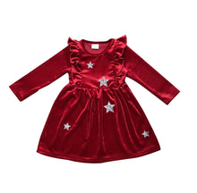 Load image into Gallery viewer, Velvet Star dress in maroon
