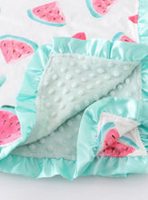 Load image into Gallery viewer, Watermelon and mint minky blanket
