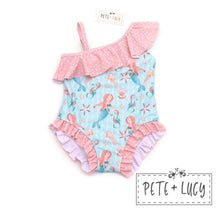 Load image into Gallery viewer, Pete + Lucy Swim With the Mermaids one piece swim set
