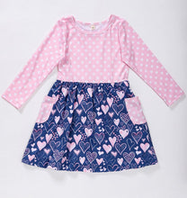 Load image into Gallery viewer, Pink and Navy Heart dress

