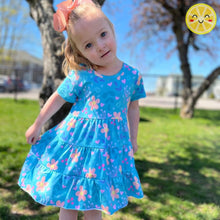 Load image into Gallery viewer, Little Jo Lemon Teal Floral Tiered dress
