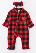 Load image into Gallery viewer, Buffalo Check romper with headband
