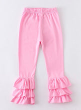 Load image into Gallery viewer, Jesus Loves Me Legging Set with Pink ruffle leggings
