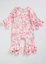 Load image into Gallery viewer, Clover Cottage Floral Hearts romper
