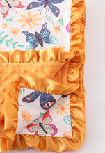 Load image into Gallery viewer, Butterfly and mustard minky blanket
