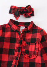 Load image into Gallery viewer, Buffalo Check romper with headband
