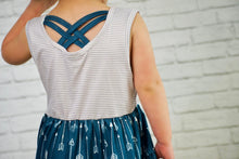 Load image into Gallery viewer, Sparkledots Striped Arrows Criss Cross dress
